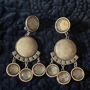 Chico's Gray Chandelier Earrings with Intricate Detailing